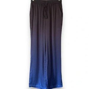 NWT Badgley Mischka Women's 100% Silk Lounge Pants, Blue Ombré.